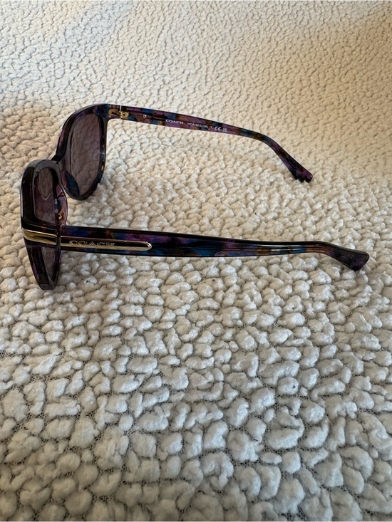 Coach Black Embossed Hard Sunglasses Case and Purple Confetti Sunglasses. main image 5